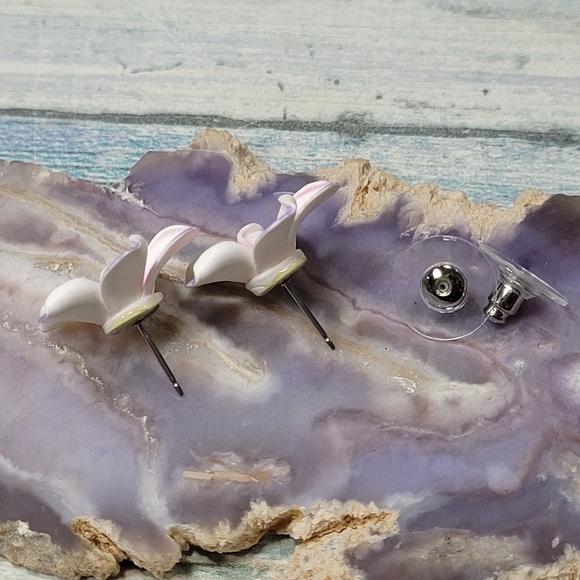 Pink and Purple Flower Earrings - Picture 3 of 5